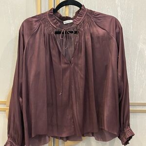 Ulla Johnson Satin Blouse in Rich Plum
